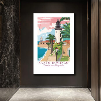 Santo Domingo Sahili Deniz Feneri Manzarası Cam Tablo - Glazella Santo Domingo Sahili Deniz Feneri Manzarası Cam Tablo - Glazella