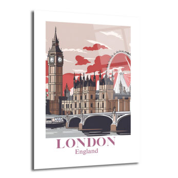 Londra Manzarası Cam Tablo: Big Ben ve London Eye ile Şehrin Ruhunu Yakalayın - Glazella