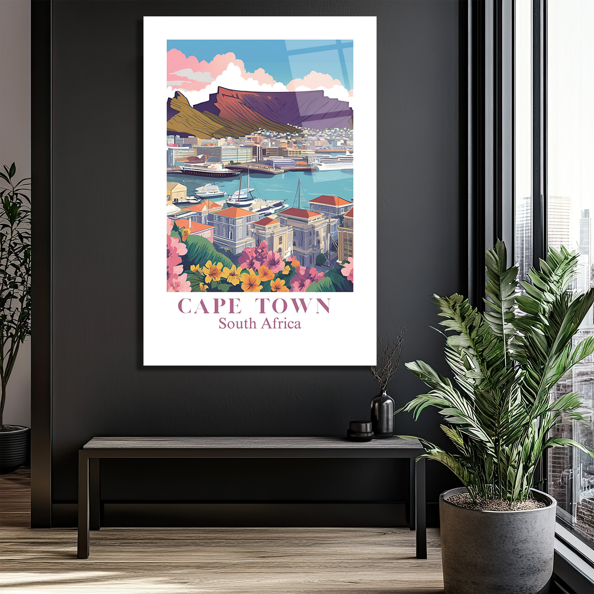 Cape Town Güney Afrika Manzarası Cam Tablo - Glazella Cape Town Güney Afrika Manzarası Cam Tablo - Glazella