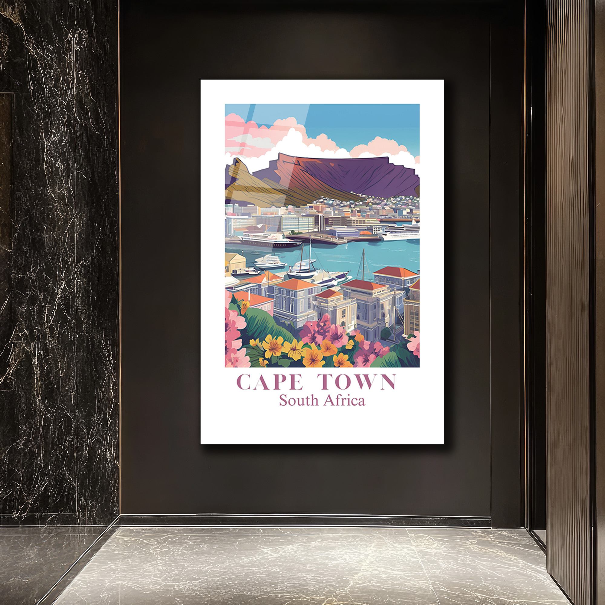 Cape Town Güney Afrika Manzarası Cam Tablo - Glazella Cape Town Güney Afrika Manzarası Cam Tablo - Glazella