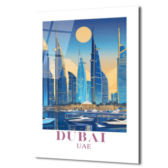 Dubai Şehir Manzarası Modern Temalı Lüks Cam Tablo - Glazella Dubai Şehir Manzarası Modern Temalı Lüks Cam Tablo - Glazella