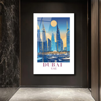 Dubai Şehir Manzarası Modern Temalı Lüks Cam Tablo - Glazella Dubai Şehir Manzarası Modern Temalı Lüks Cam Tablo - Glazella