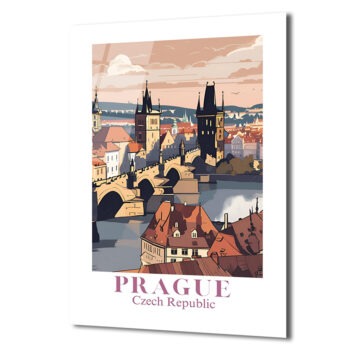 Prag Karl Köprüsü Modern Seyahat Temalı Cam Tablo - Glazella Prag Karl Köprüsü Modern Seyahat Temalı Cam Tablo - Glazella
