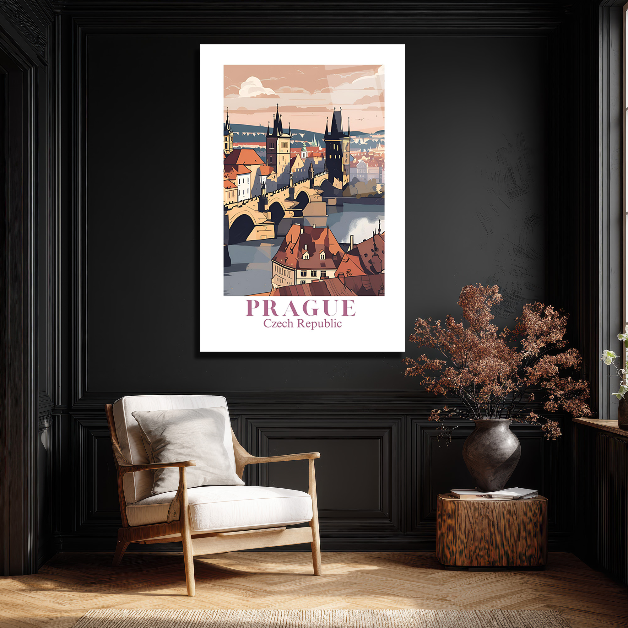 Prag Karl Köprüsü Modern Seyahat Temalı Cam Tablo - Glazella Prag Karl Köprüsü Modern Seyahat Temalı Cam Tablo - Glazella