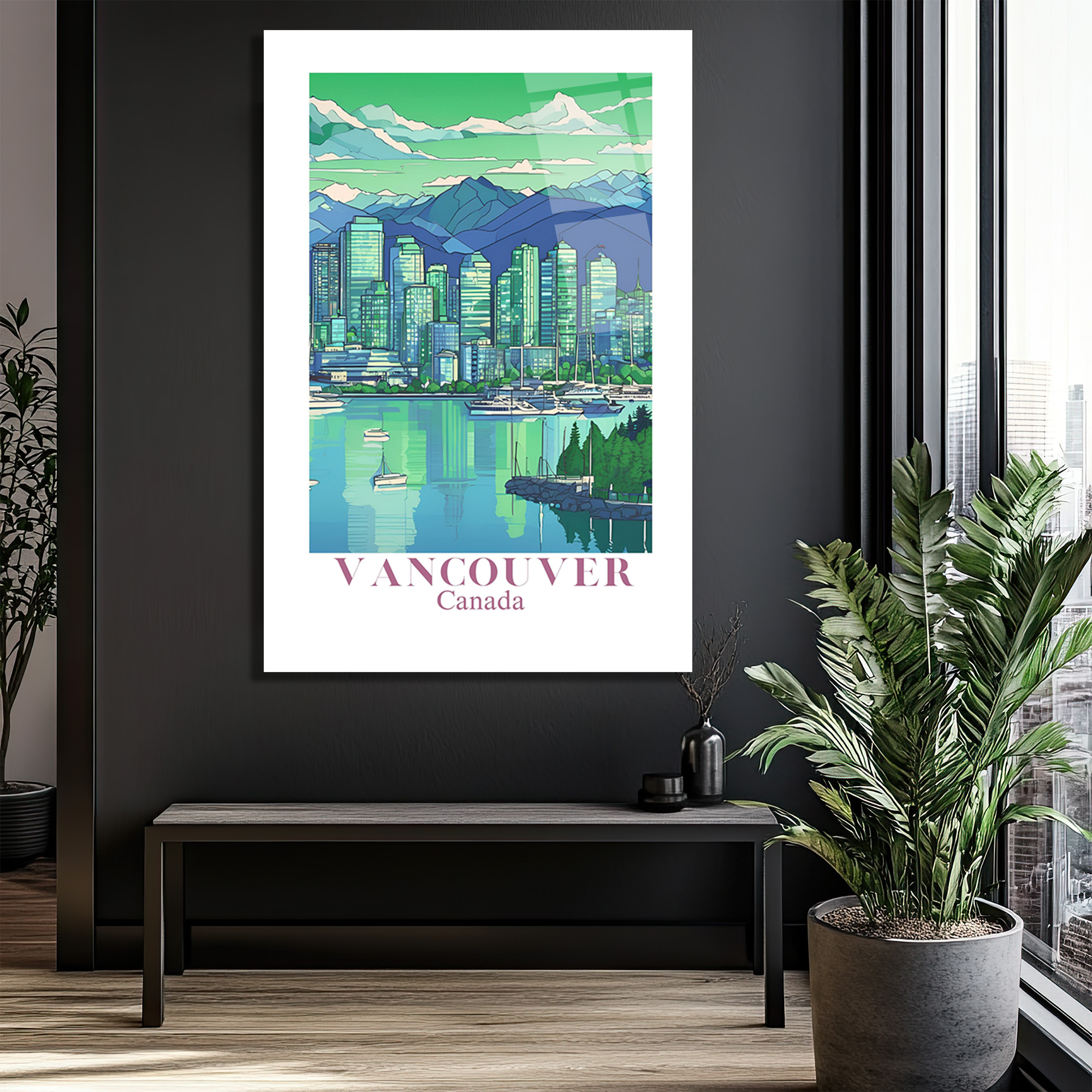 Vancouver Şehir Manzarası Cam Tablo - Kanada'nın Doğal Güzelliği - Glazella Vancouver Şehir Manzarası Cam Tablo - Kanada'nın Doğal Güzelliği - Glazella