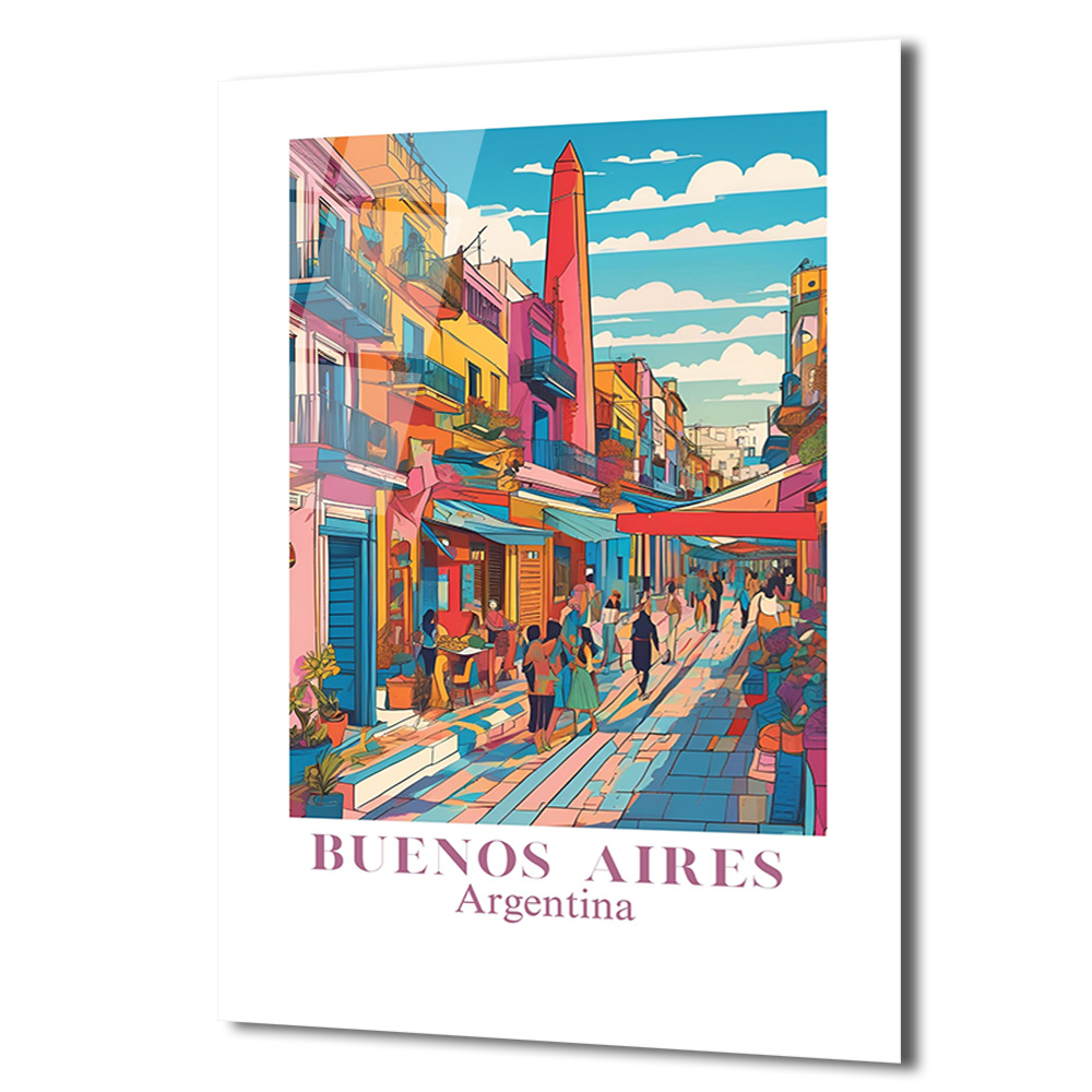 Buenos Aires Pop Art Şehir Manzarası Cam Tablo - Glazella Buenos Aires Pop Art Şehir Manzarası Cam Tablo - Glazella