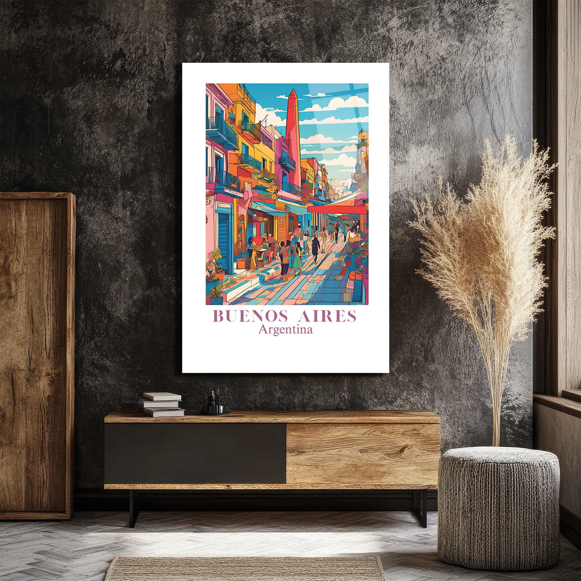 Buenos Aires Pop Art Şehir Manzarası Cam Tablo - Glazella Buenos Aires Pop Art Şehir Manzarası Cam Tablo - Glazella