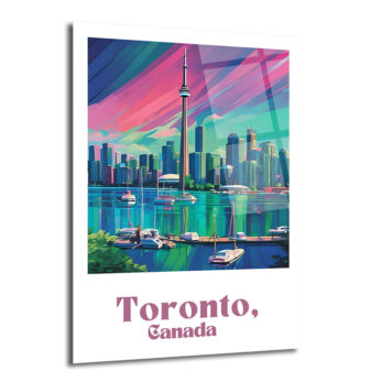 Toronto Gökkuşağı Manzarası Cam Tablo | Şehir ve Deniz Havası - Glazella