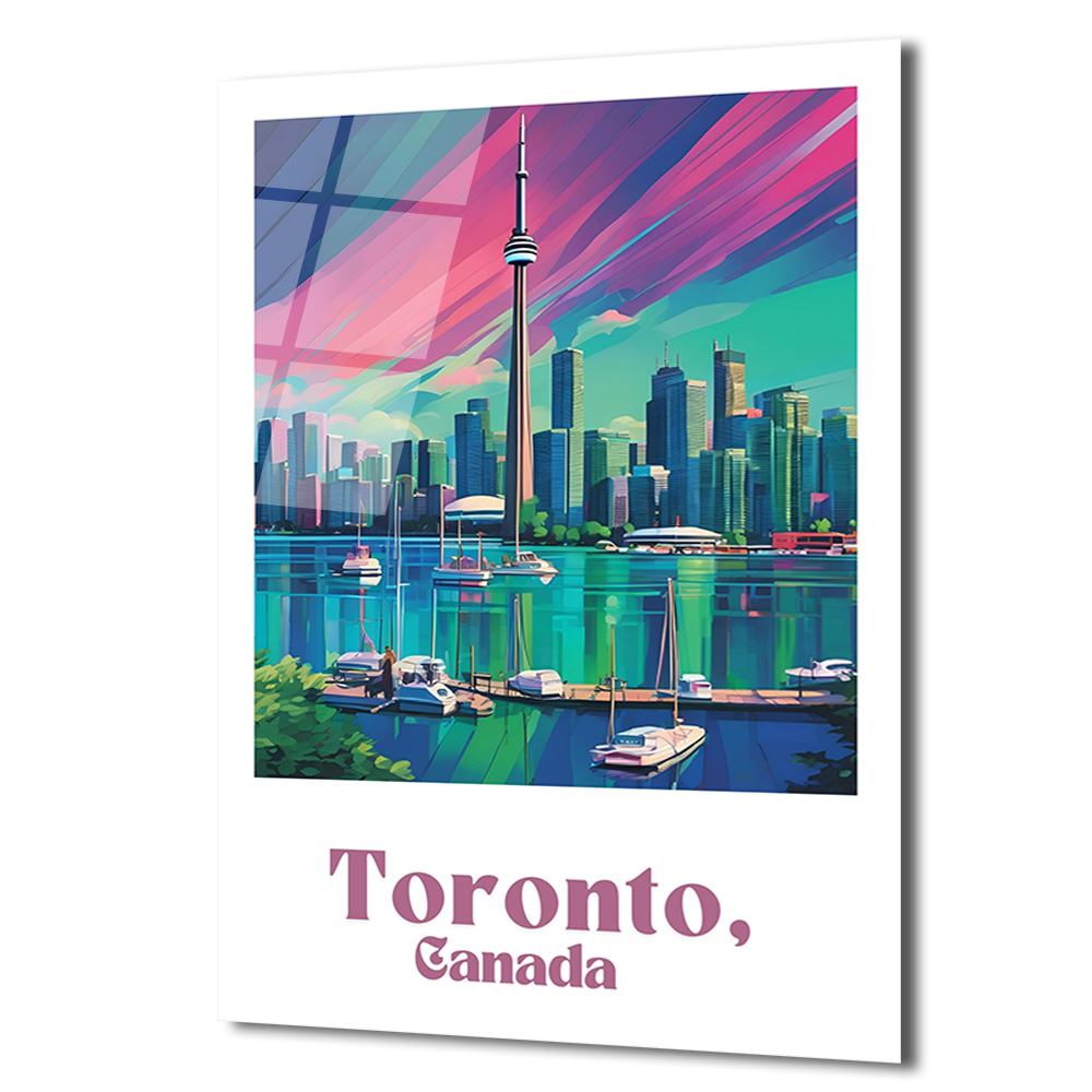 Toronto Gökkuşağı Manzarası Cam Tablo | Şehir ve Deniz Havası - Glazella Toronto Gökkuşağı Manzarası Cam Tablo | Şehir ve Deniz Havası - Glazella
