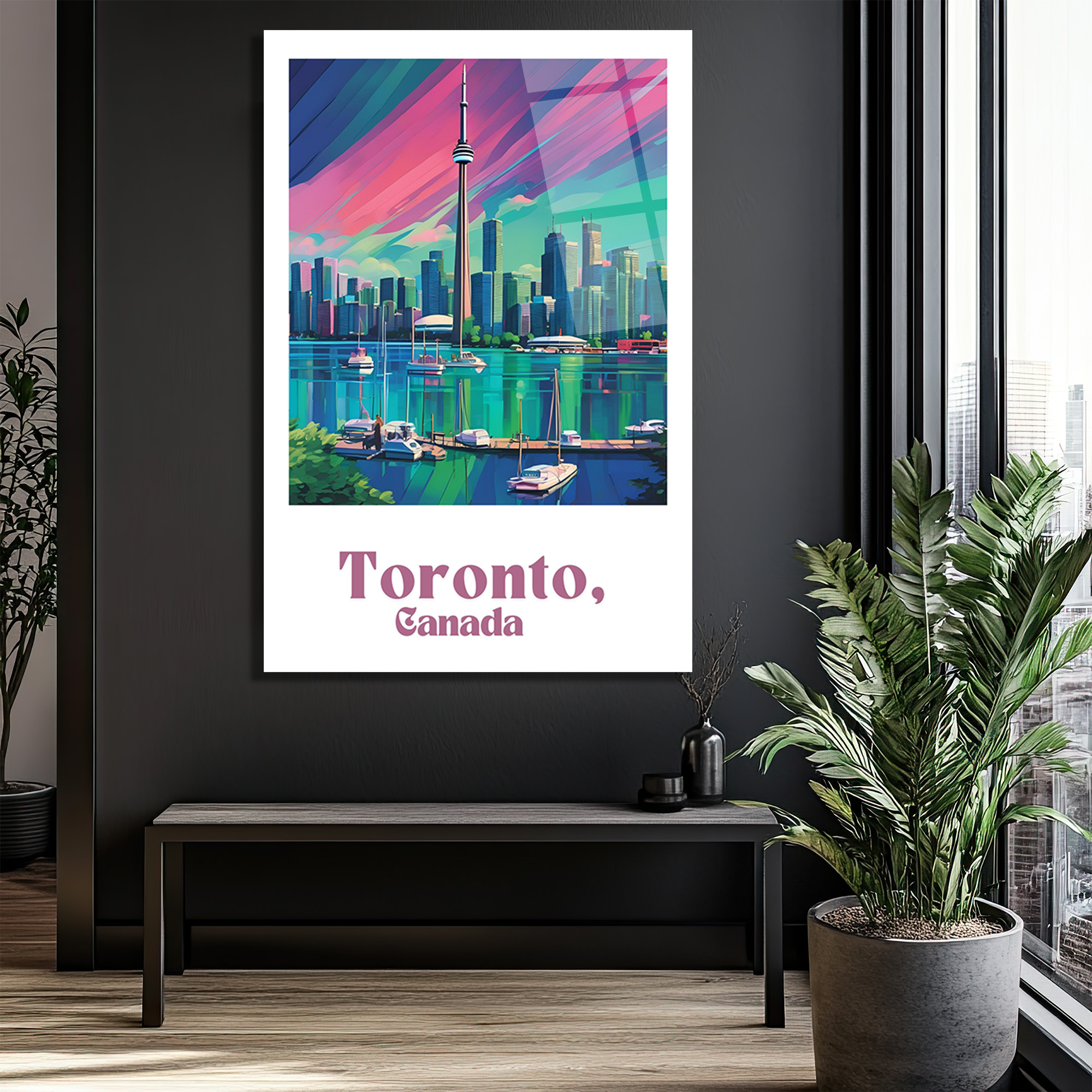 Toronto Gökkuşağı Manzarası Cam Tablo | Şehir ve Deniz Havası - Glazella Toronto Gökkuşağı Manzarası Cam Tablo | Şehir ve Deniz Havası - Glazella