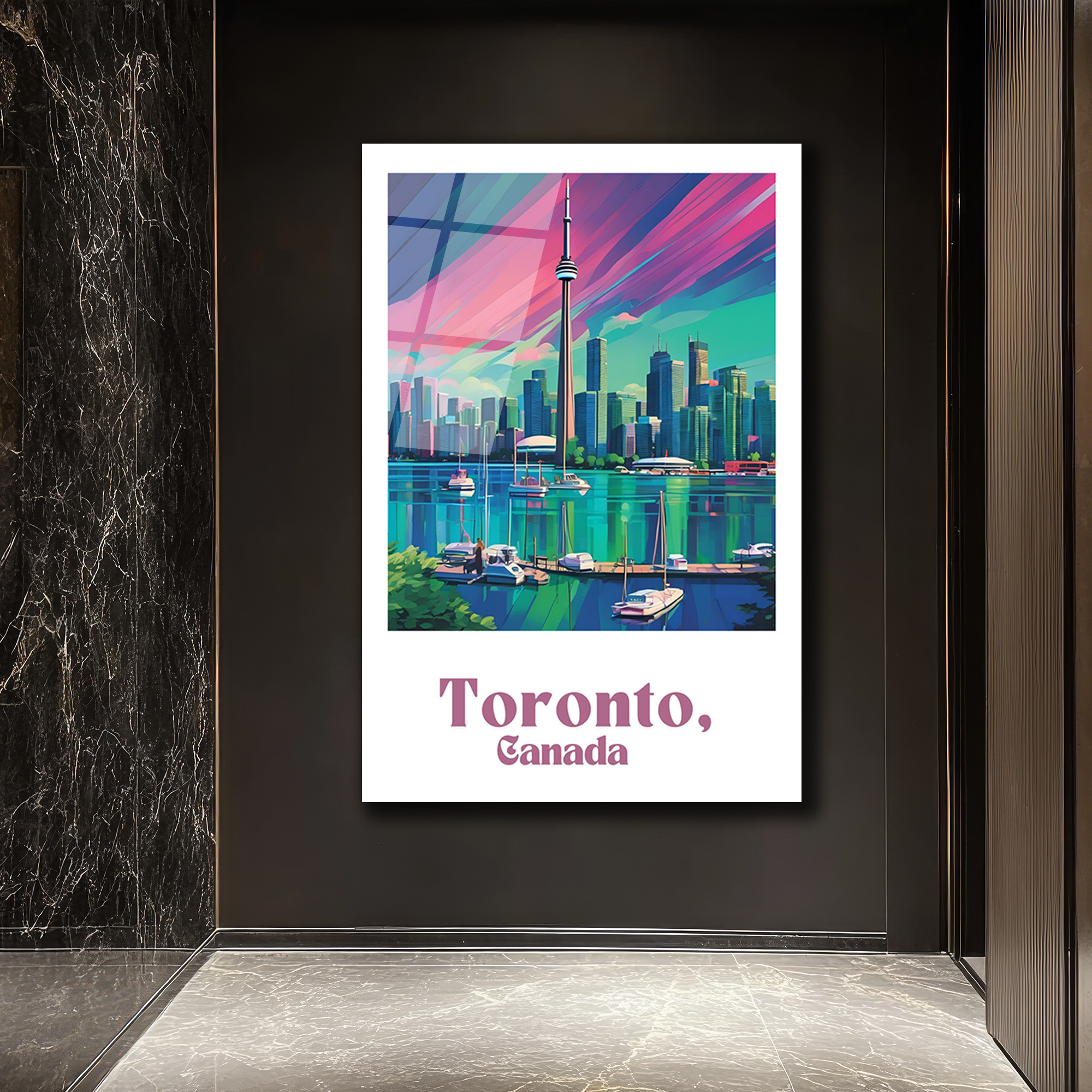 Toronto Gökkuşağı Manzarası Cam Tablo | Şehir ve Deniz Havası - Glazella Toronto Gökkuşağı Manzarası Cam Tablo | Şehir ve Deniz Havası - Glazella