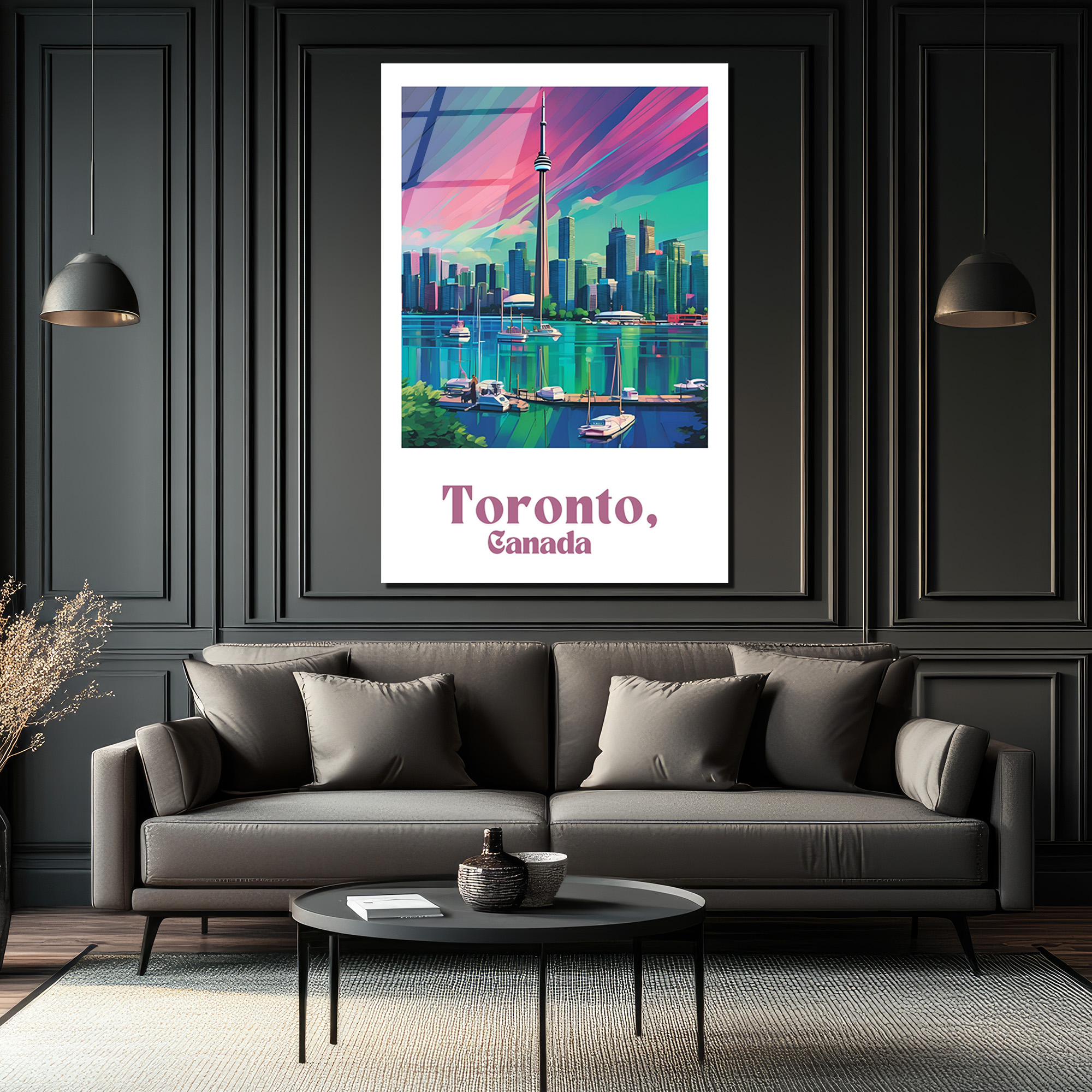 Toronto Gökkuşağı Manzarası Cam Tablo | Şehir ve Deniz Havası - Glazella Toronto Gökkuşağı Manzarası Cam Tablo | Şehir ve Deniz Havası - Glazella