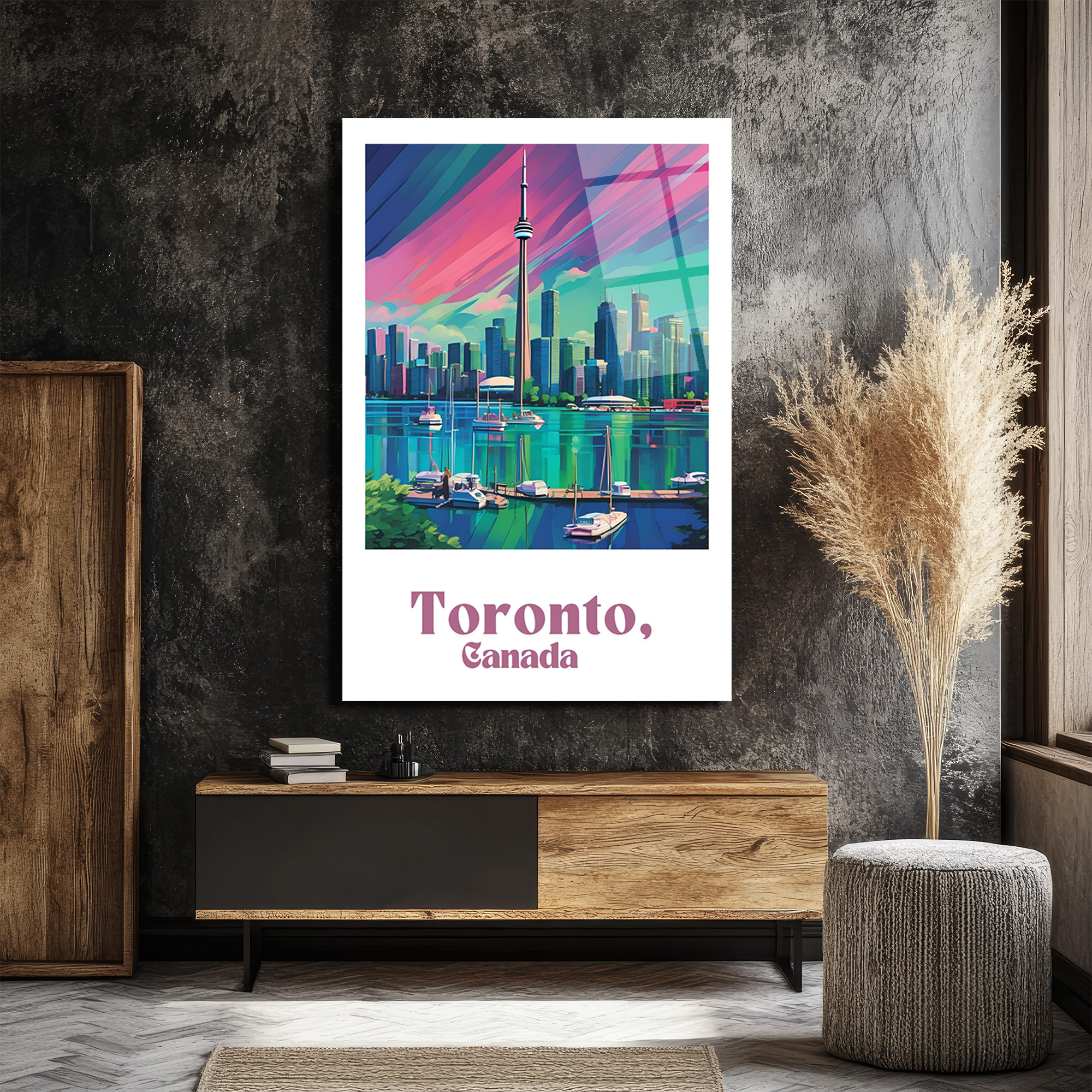 Toronto Gökkuşağı Manzarası Cam Tablo | Şehir ve Deniz Havası - Glazella Toronto Gökkuşağı Manzarası Cam Tablo | Şehir ve Deniz Havası - Glazella