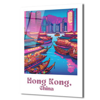 Hong Kong Neon Işıltısı Cam Tablo - Şehir Manzarası - Glazella Hong Kong Neon Işıltısı Cam Tablo - Şehir Manzarası - Glazella
