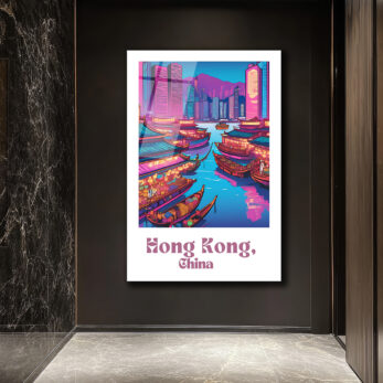 Hong Kong Neon Işıltısı Cam Tablo - Şehir Manzarası - Glazella Hong Kong Neon Işıltısı Cam Tablo - Şehir Manzarası - Glazella