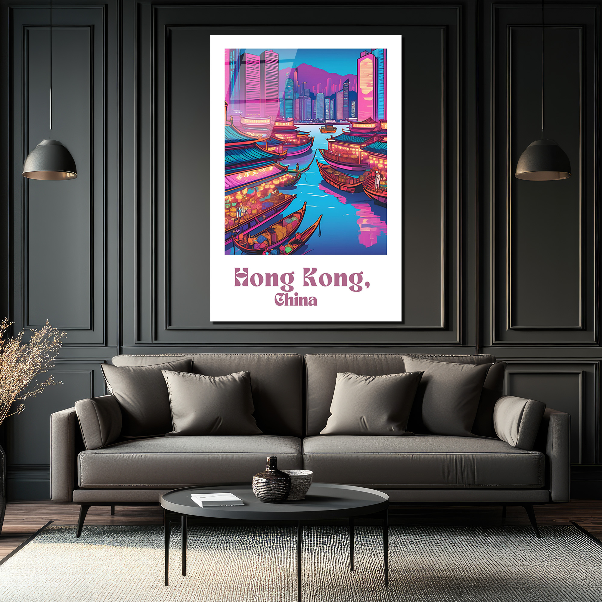 Hong Kong Neon Işıltısı Cam Tablo - Şehir Manzarası - Glazella Hong Kong Neon Işıltısı Cam Tablo - Şehir Manzarası - Glazella