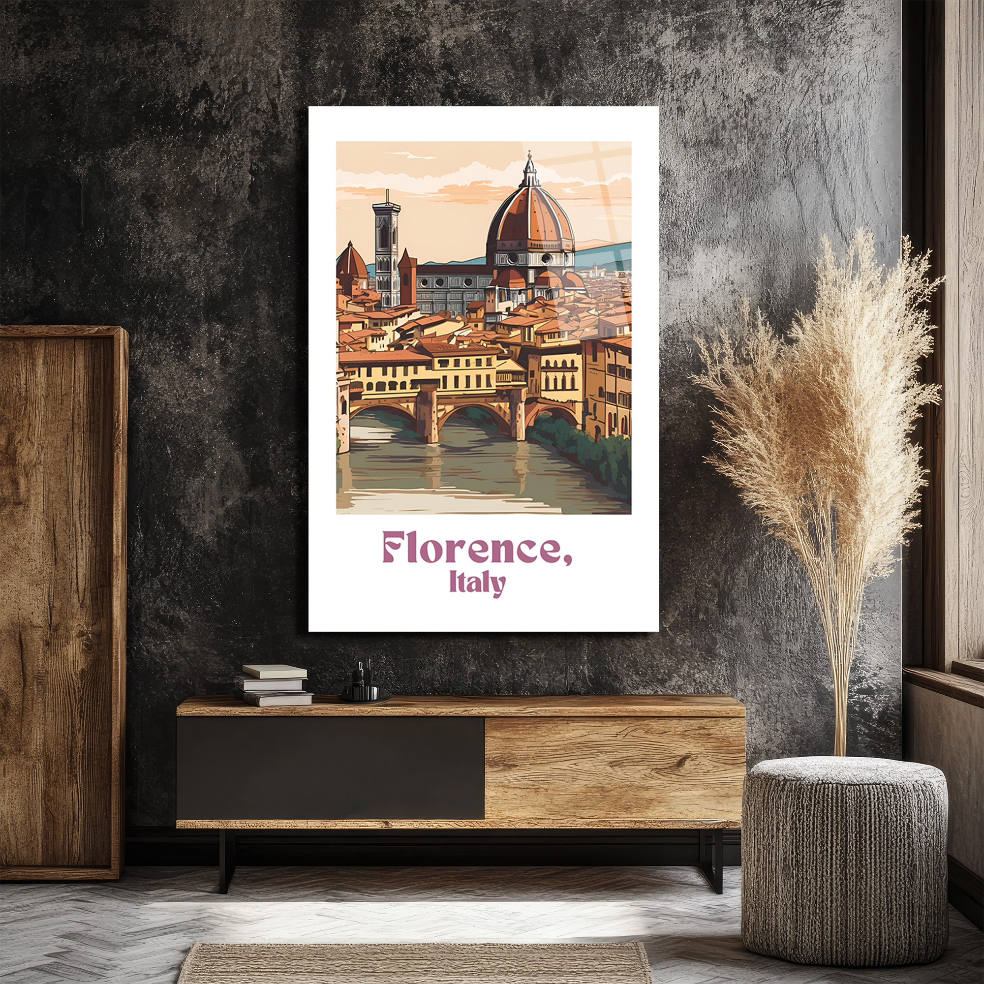 Floransa'nın Büyüsü: Ponte Vecchio & Duomo Cam Tablo - Glazella Floransa'nın Büyüsü: Ponte Vecchio & Duomo Cam Tablo - Glazella