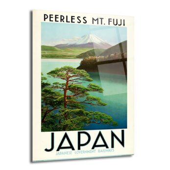 Japonya Fuji Dağı Vintage Seyahat Posteri Cam Tablo - Glazella