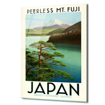 Japonya Fuji Dağı Vintage Seyahat Posteri Cam Tablo - Glazella Japonya Fuji Dağı Vintage Seyahat Posteri Cam Tablo - Glazella