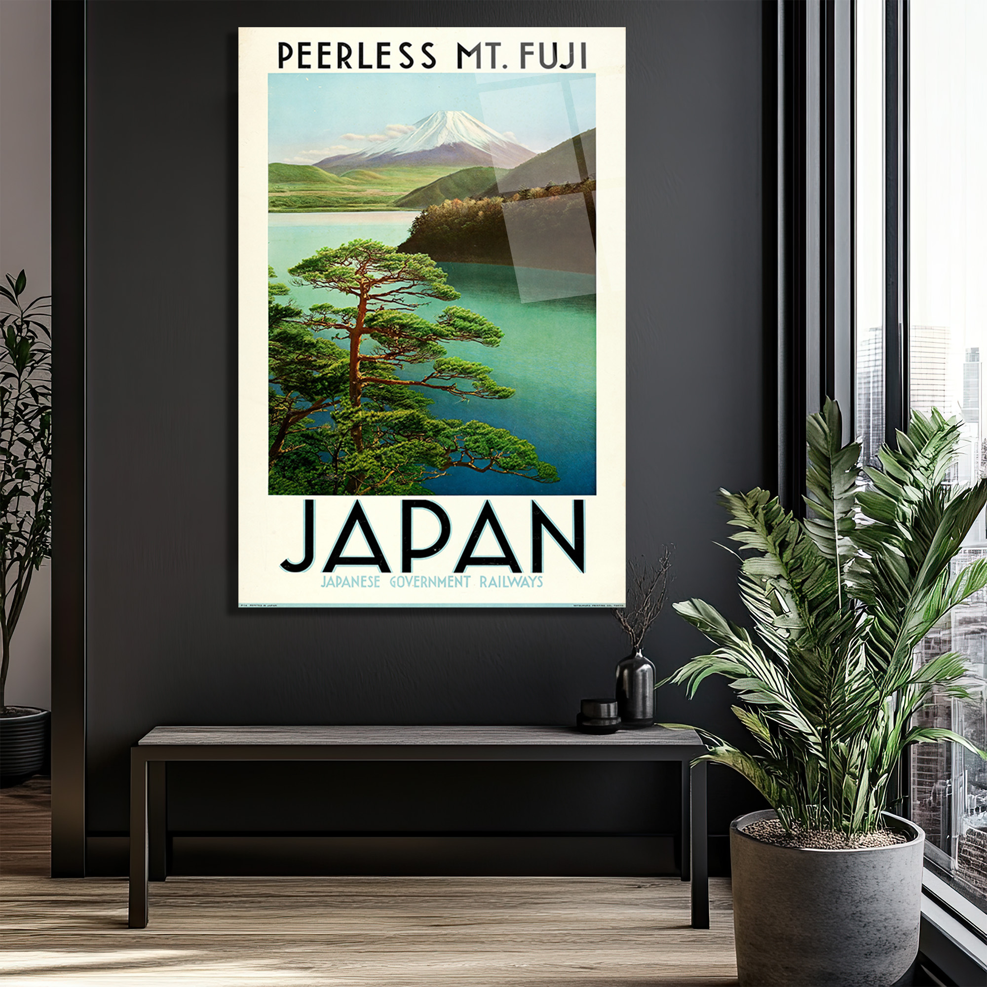 Japonya Fuji Dağı Vintage Seyahat Posteri Cam Tablo - Glazella Japonya Fuji Dağı Vintage Seyahat Posteri Cam Tablo - Glazella