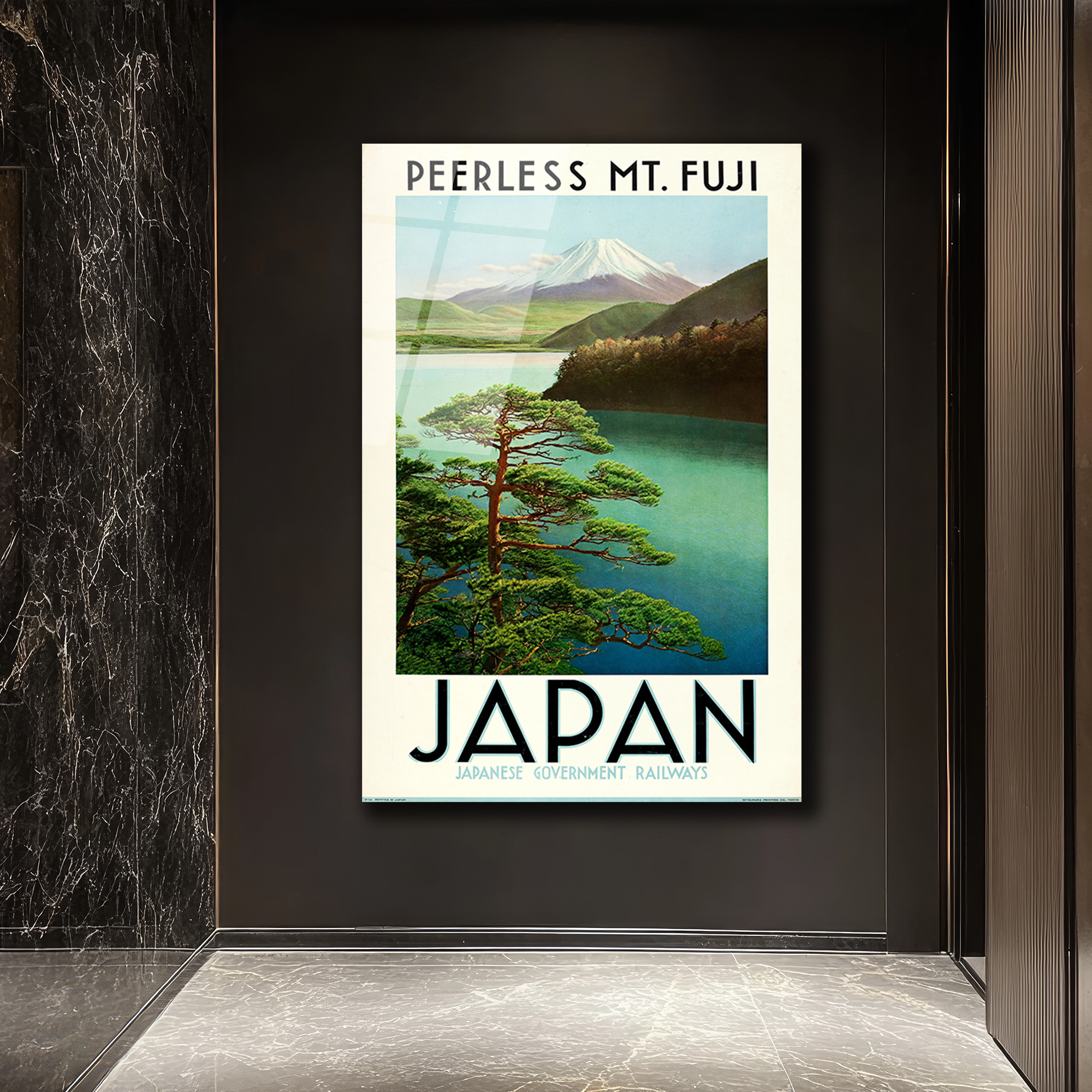 Japonya Fuji Dağı Vintage Seyahat Posteri Cam Tablo - Glazella Japonya Fuji Dağı Vintage Seyahat Posteri Cam Tablo - Glazella