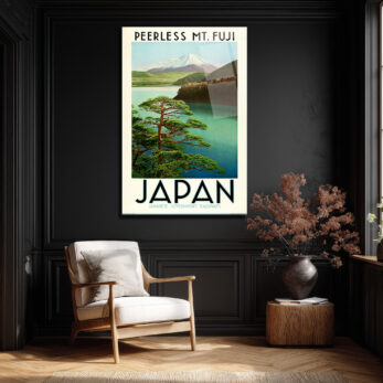 Japonya Fuji Dağı Vintage Seyahat Posteri Cam Tablo - Glazella Japonya Fuji Dağı Vintage Seyahat Posteri Cam Tablo - Glazella