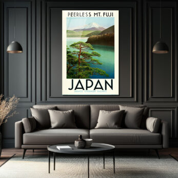 Japonya Fuji Dağı Vintage Seyahat Posteri Cam Tablo - Glazella Japonya Fuji Dağı Vintage Seyahat Posteri Cam Tablo - Glazella