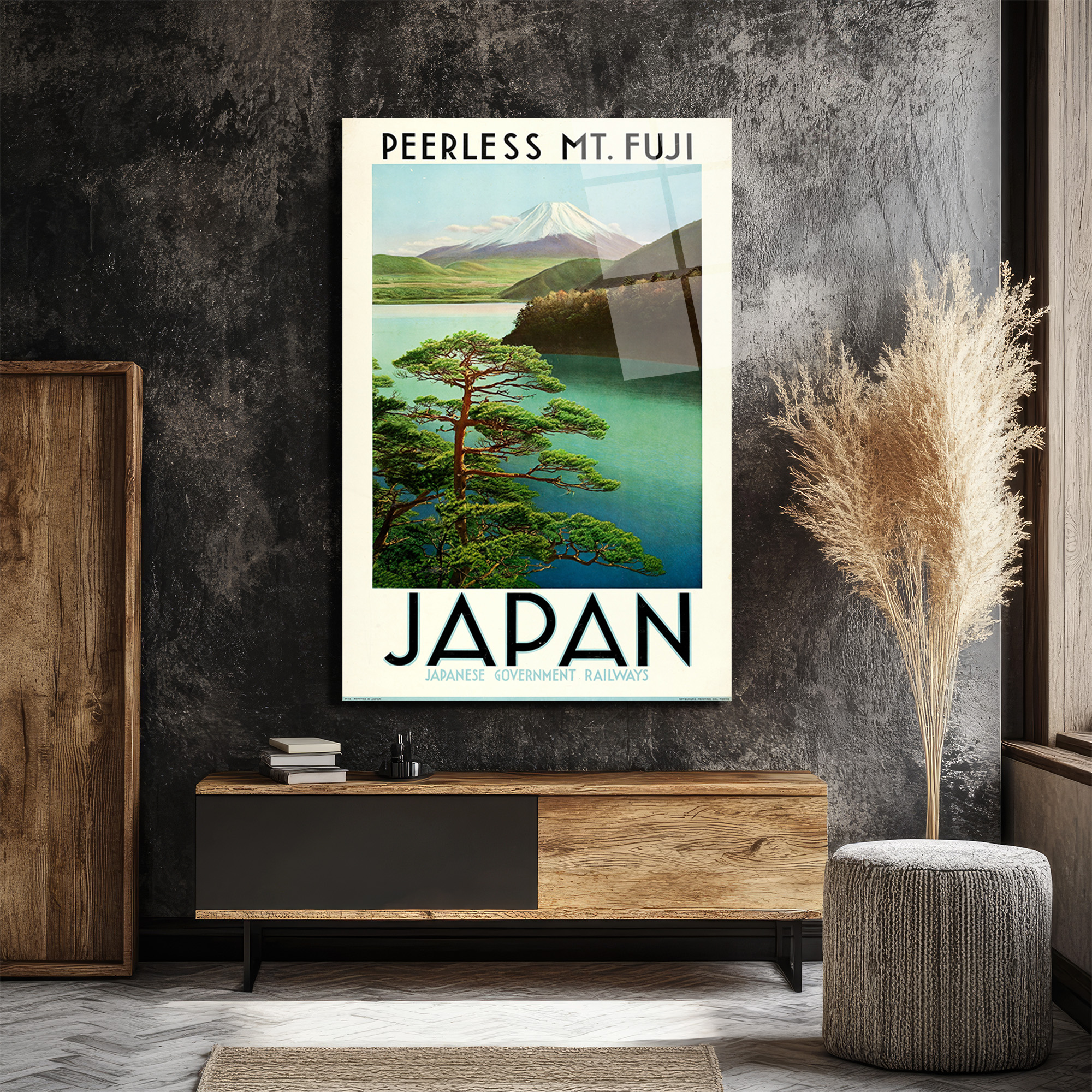 Japonya Fuji Dağı Vintage Seyahat Posteri Cam Tablo - Glazella Japonya Fuji Dağı Vintage Seyahat Posteri Cam Tablo - Glazella