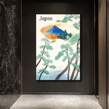 Japonya Fuji Dağı ve Çam Ağaçları Temalı Sanatsal Cam Tablo - Glazella Japonya Fuji Dağı ve Çam Ağaçları Temalı Sanatsal Cam Tablo - Glazella