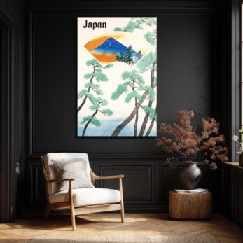 Japonya Fuji Dağı ve Çam Ağaçları Temalı Sanatsal Cam Tablo - Glazella Japonya Fuji Dağı ve Çam Ağaçları Temalı Sanatsal Cam Tablo - Glazella