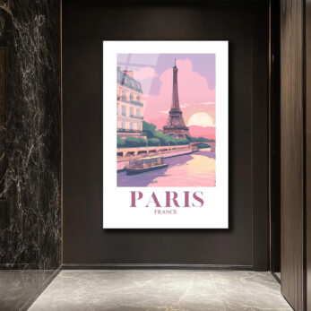 Romantik Paris Gün Batımı Temalı Eyfel Kulesi Cam Tablo - Glazella