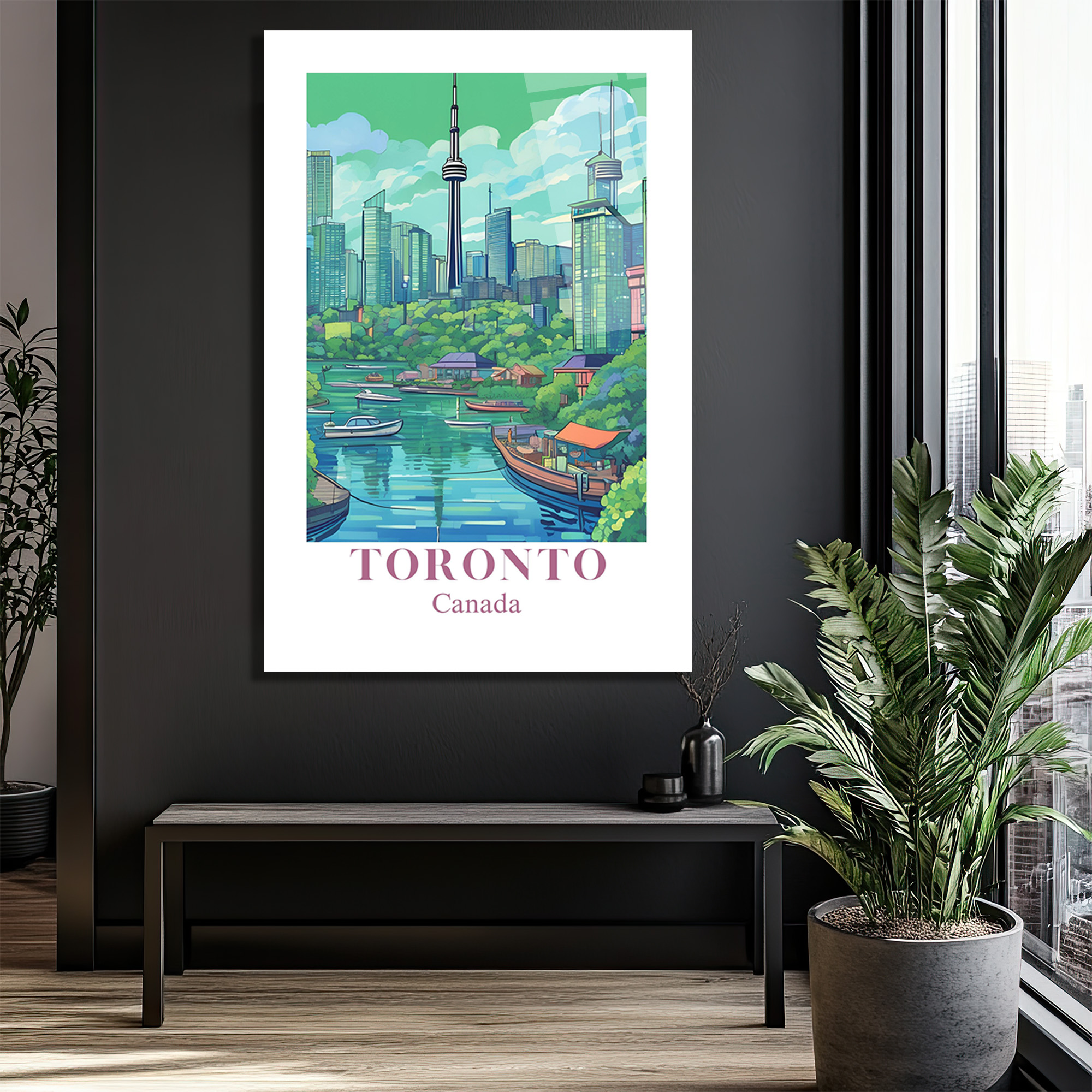 Toronto Kanada Şehir Manzarası Modern Cam Tablo - Glazella Toronto Kanada Şehir Manzarası Modern Cam Tablo - Glazella