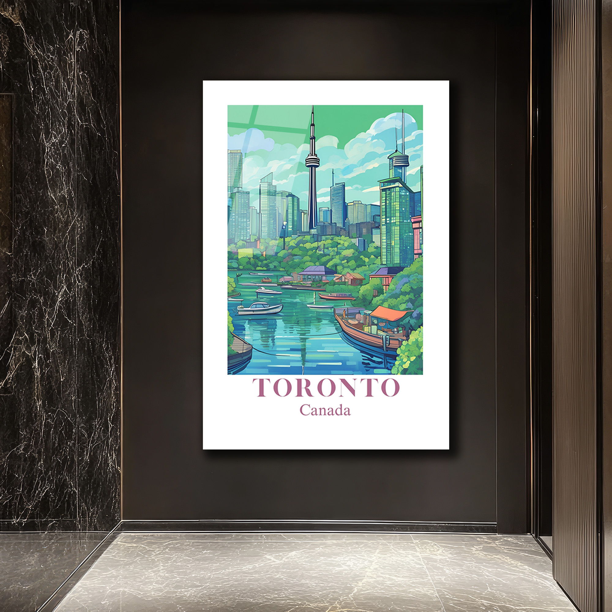 Toronto Kanada Şehir Manzarası Modern Cam Tablo - Glazella Toronto Kanada Şehir Manzarası Modern Cam Tablo - Glazella