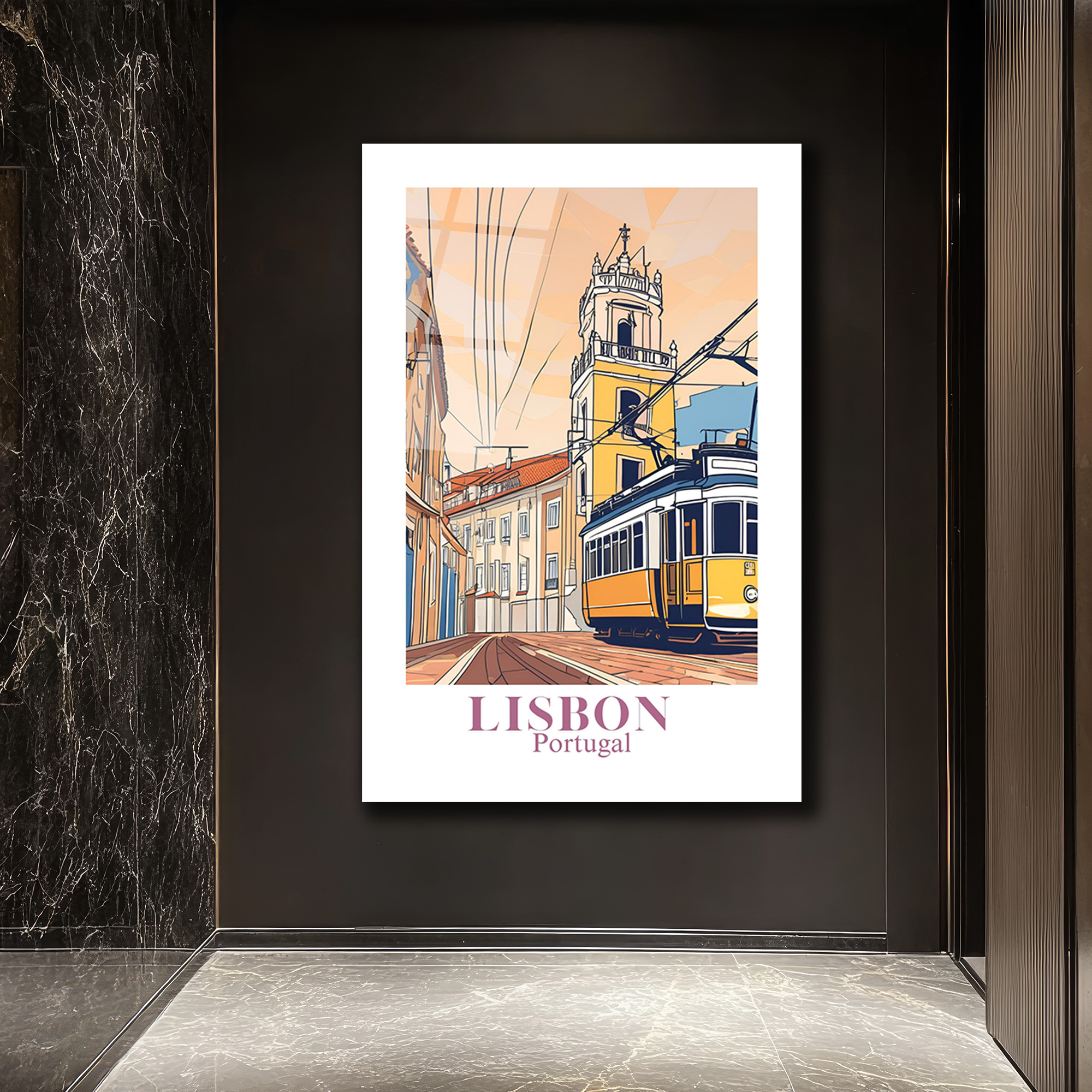 Lizbon Tramvayı Modern Cam Tablo - Portekiz Şehir Manzarası - Glazella Lizbon Tramvayı Modern Cam Tablo - Portekiz Şehir Manzarası - Glazella