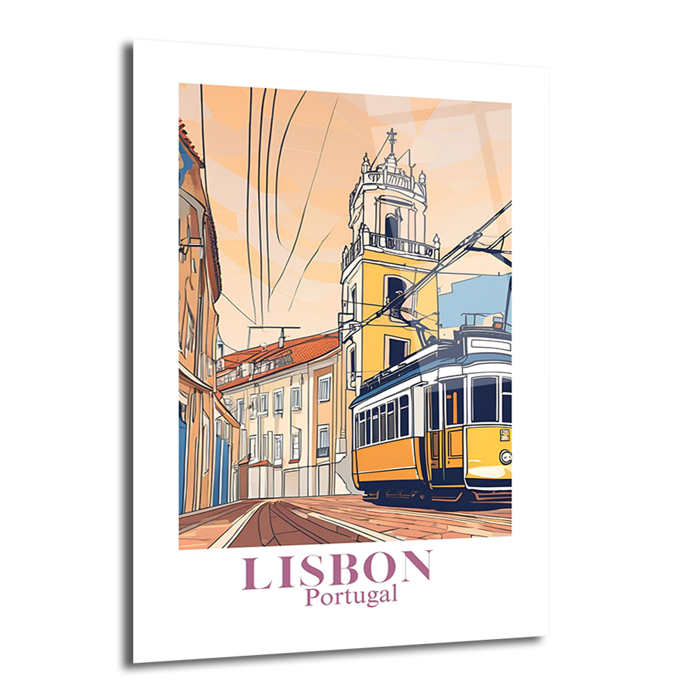 Lizbon Tramvayı Modern Cam Tablo - Portekiz Şehir Manzarası - Glazella Lizbon Tramvayı Modern Cam Tablo - Portekiz Şehir Manzarası - Glazella