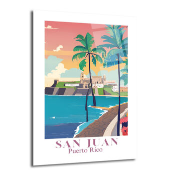 San Juan Puerto Rico Retro Plaj Manzarası Cam Tablo - Glazella