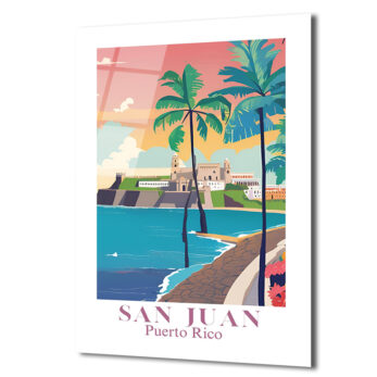 San Juan Puerto Rico Retro Plaj Manzarası Cam Tablo - Glazella