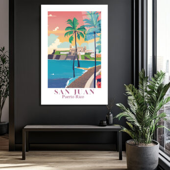 San Juan Puerto Rico Retro Plaj Manzarası Cam Tablo - Glazella
