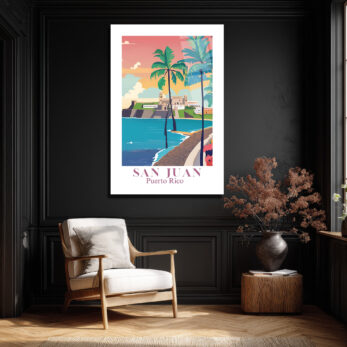 San Juan Puerto Rico Retro Plaj Manzarası Cam Tablo - Glazella