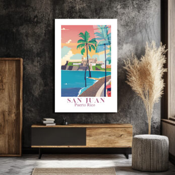 San Juan Puerto Rico Retro Plaj Manzarası Cam Tablo - Glazella