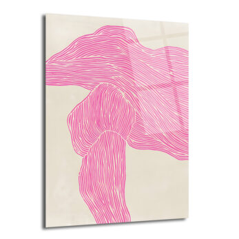 Pembe Çizgisel Soyut Sanat Cam Tablo - Modern Duvar Dekoru - Glazella