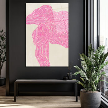 Pembe Çizgisel Soyut Sanat Cam Tablo - Modern Duvar Dekoru - Glazella Pembe Çizgisel Soyut Sanat Cam Tablo - Modern Duvar Dekoru - Glazella