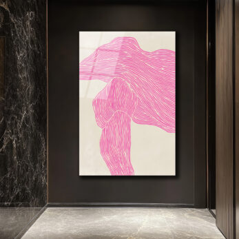 Pembe Çizgisel Soyut Sanat Cam Tablo - Modern Duvar Dekoru - Glazella Pembe Çizgisel Soyut Sanat Cam Tablo - Modern Duvar Dekoru - Glazella