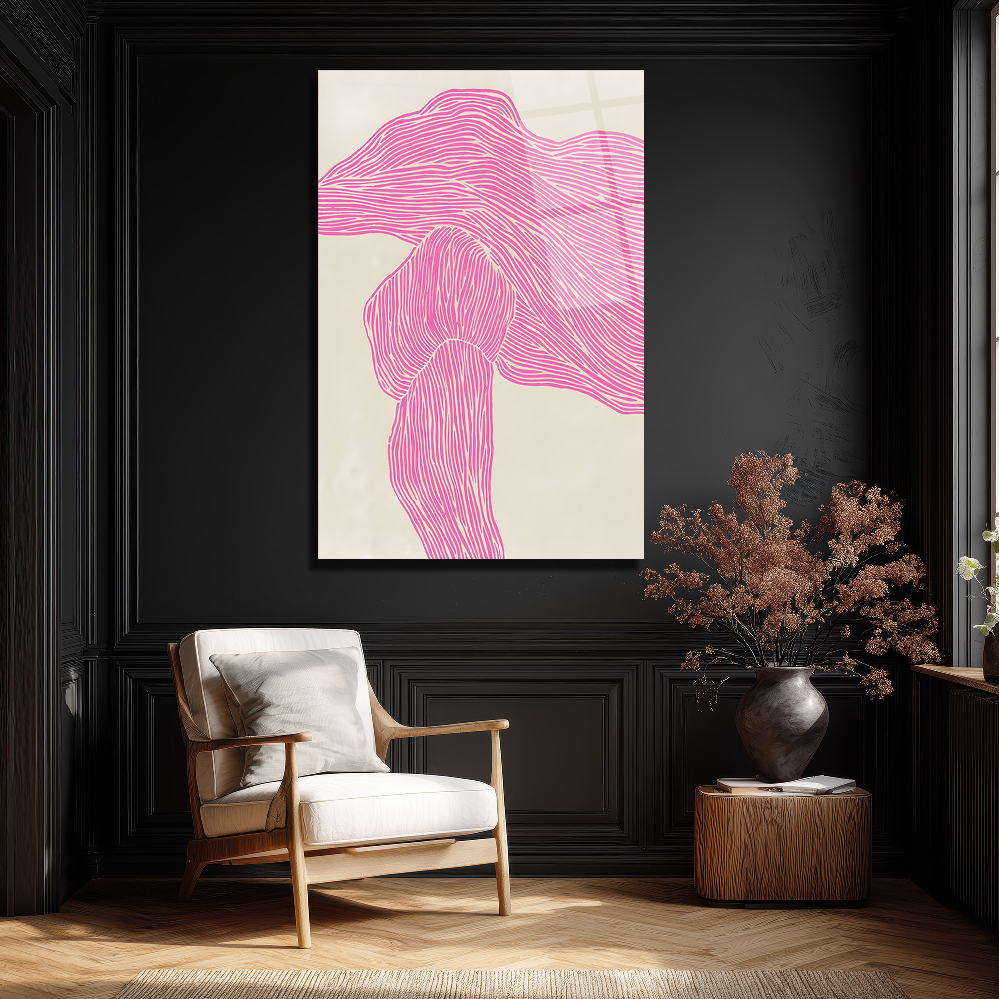 Pembe Çizgisel Soyut Sanat Cam Tablo - Modern Duvar Dekoru - Glazella Pembe Çizgisel Soyut Sanat Cam Tablo - Modern Duvar Dekoru - Glazella