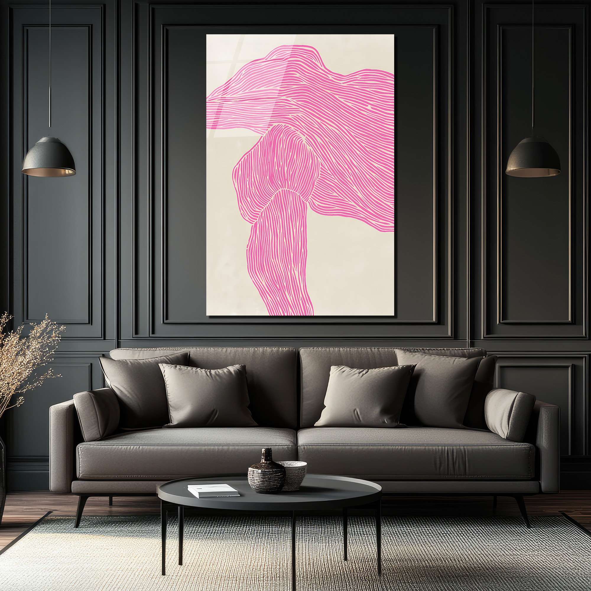 Pembe Çizgisel Soyut Sanat Cam Tablo - Modern Duvar Dekoru - Glazella Pembe Çizgisel Soyut Sanat Cam Tablo - Modern Duvar Dekoru - Glazella