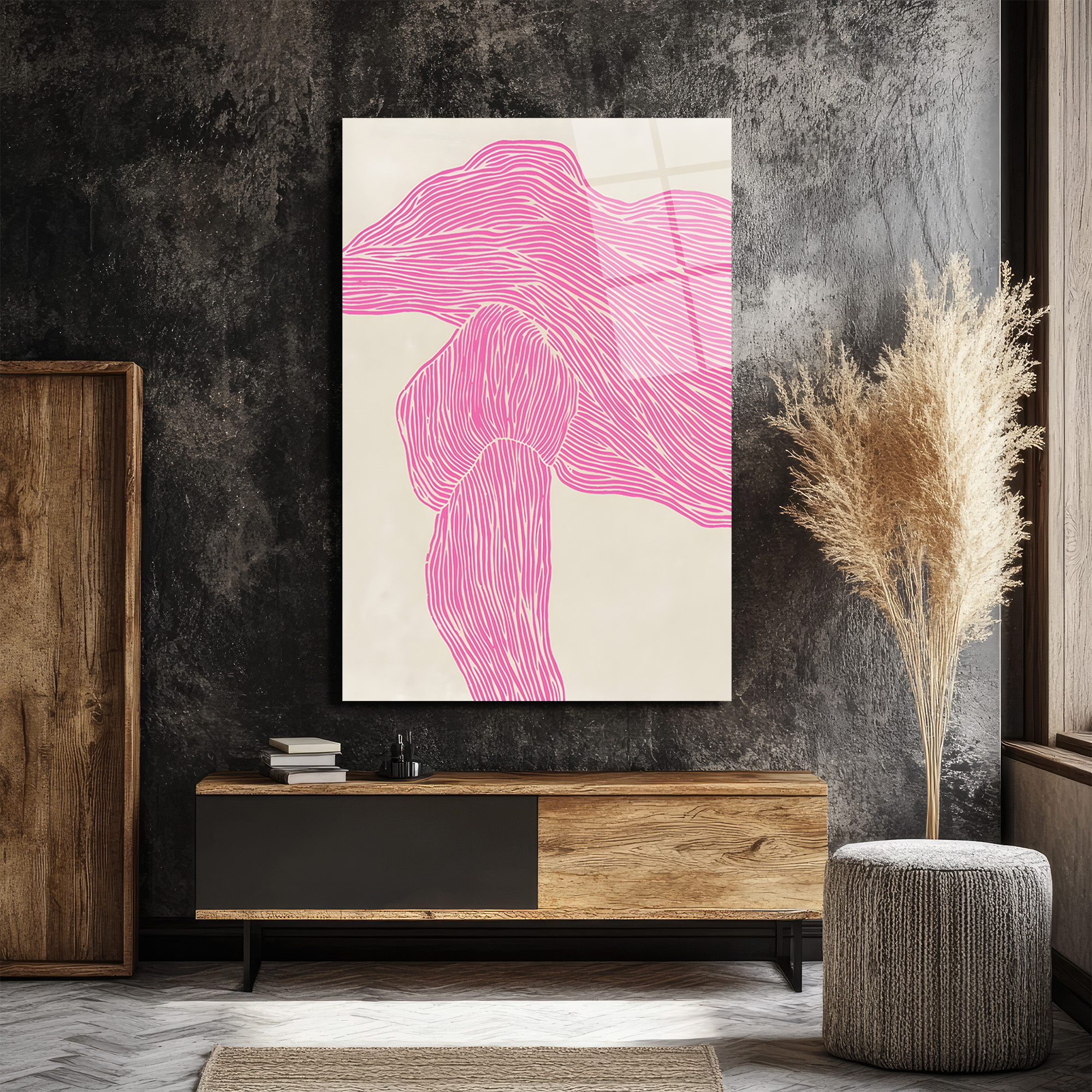 Pembe Çizgisel Soyut Sanat Cam Tablo - Modern Duvar Dekoru - Glazella Pembe Çizgisel Soyut Sanat Cam Tablo - Modern Duvar Dekoru - Glazella
