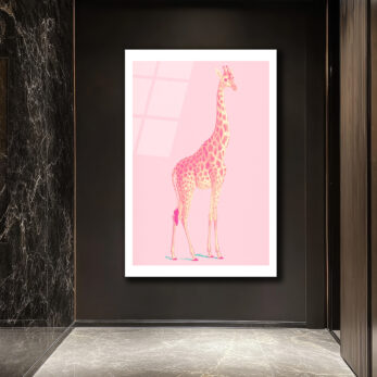 Pembe Zürafa Modern Cam Tablo - Ev Dekorasyonunuz İçin Sanatsal Dokunuş - Glazella Pembe Zürafa Modern Cam Tablo - Ev Dekorasyonunuz İçin Sanatsal Dokunuş - Glazella