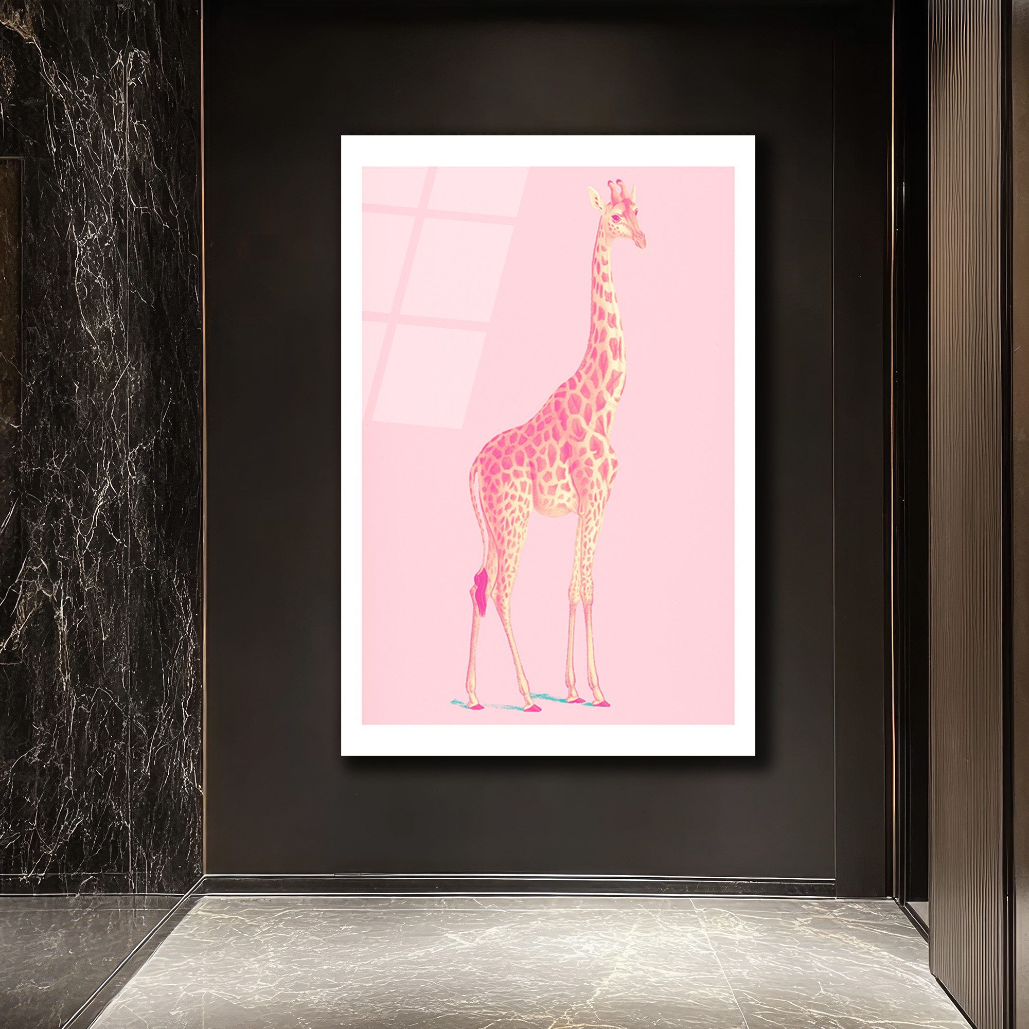 Pembe Zürafa Modern Cam Tablo - Ev Dekorasyonunuz İçin Sanatsal Dokunuş - Glazella Pembe Zürafa Modern Cam Tablo - Ev Dekorasyonunuz İçin Sanatsal Dokunuş - Glazella