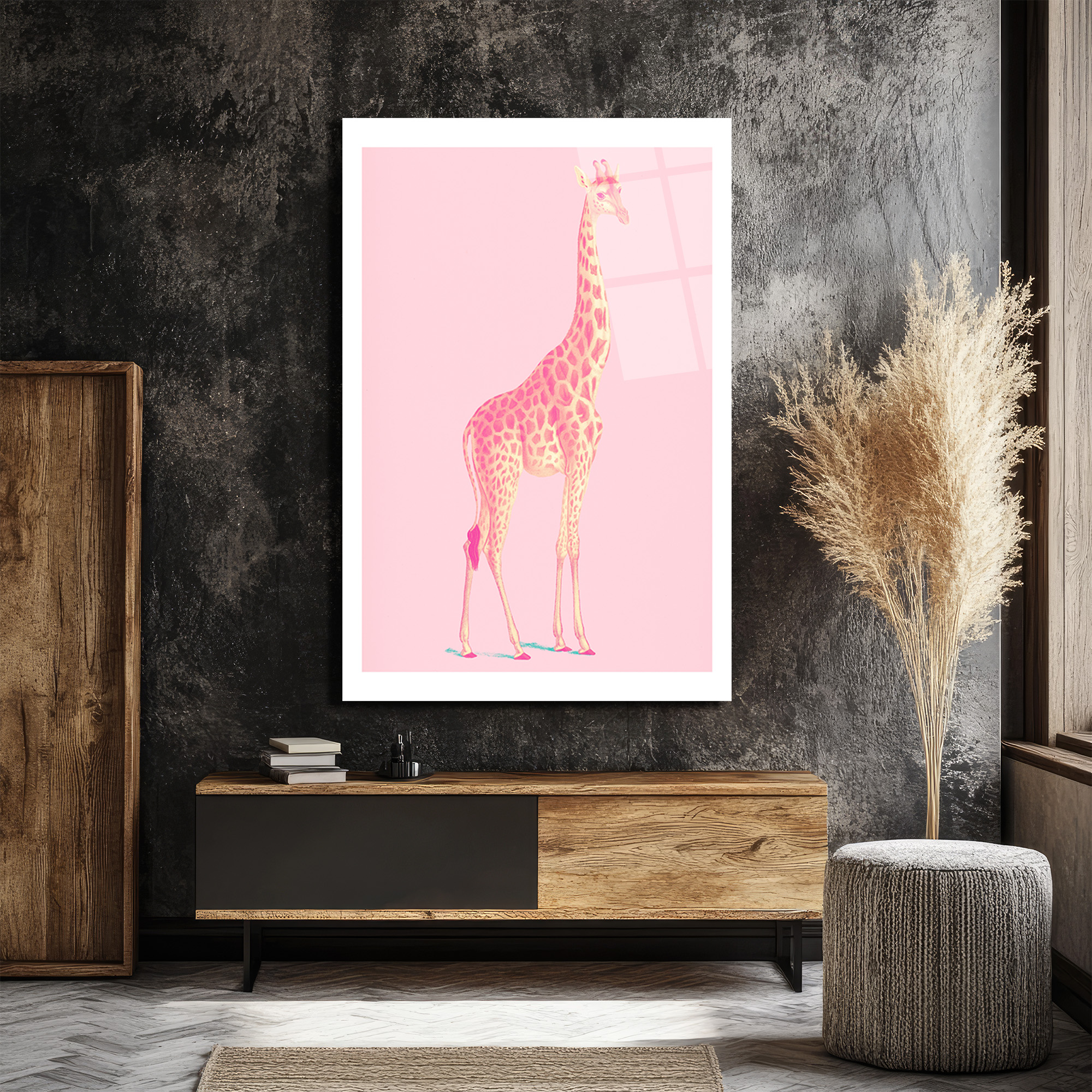 Pembe Zürafa Modern Cam Tablo - Ev Dekorasyonunuz İçin Sanatsal Dokunuş - Glazella Pembe Zürafa Modern Cam Tablo - Ev Dekorasyonunuz İçin Sanatsal Dokunuş - Glazella