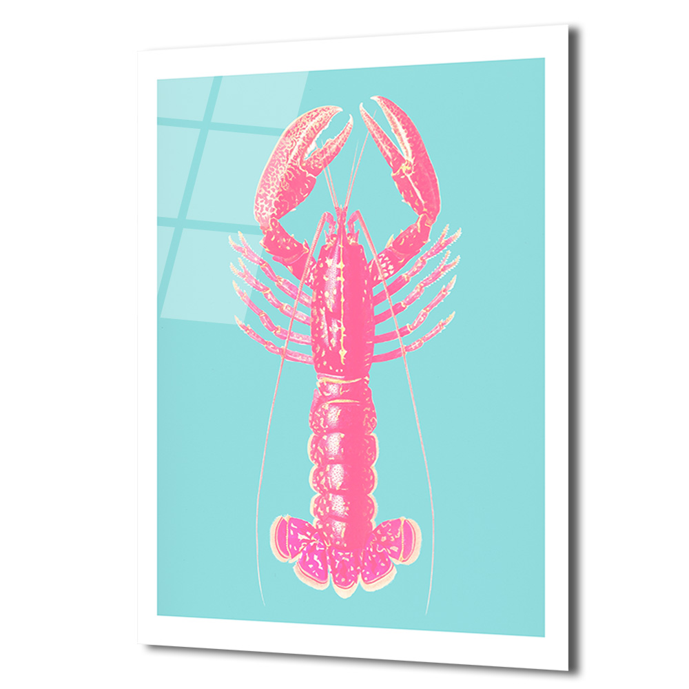 Pembe İstakoz Pop Art Cam Tablo - Deniz Temalı Modern Duvar Dekorasyonu - Glazella Pembe İstakoz Pop Art Cam Tablo - Deniz Temalı Modern Duvar Dekorasyonu - Glazella